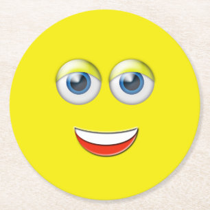 Lyckligt ansikte Emoji Underlägg Papper Rund