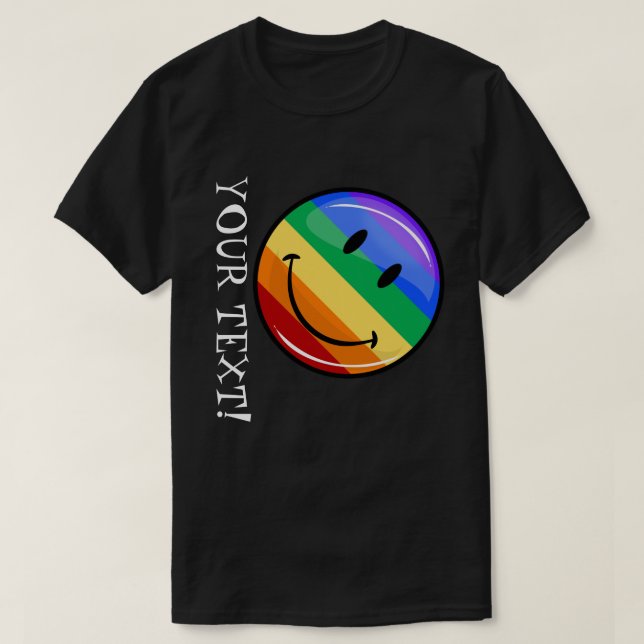 Lyckligt ansikte för rolig regnbågepride tee (Design framsida)