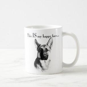 Lyckligt ansikte för tysk herdehund kaffemugg