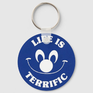 Lyckligt ansikte Keychain för blått Nyckelring