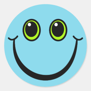 Lyckligt blåttEmoji ansikte Runt Klistermärke