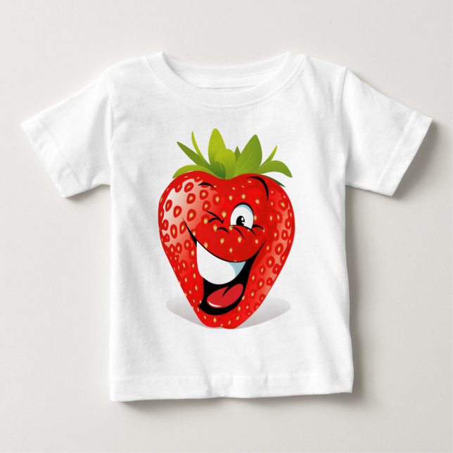 Lyckligt blinkajordgubbeansikte tee (Framsida)