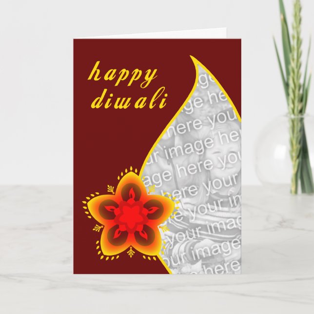lyckligt diwalifotokort: ljust fönster kort (Framsida)