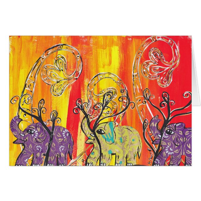 Lyckligt elefantparadkort hälsningskort (Framsidan Horizontal)