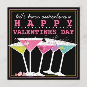 Lyckligt färgrikt coctailvalentines dayparty inbjudningar