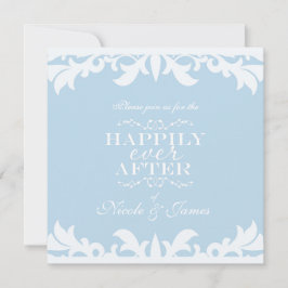 LYCKLIGT FÖR EVER EFTER Blå Elegant Bröllopsinbjud Inbjudningar