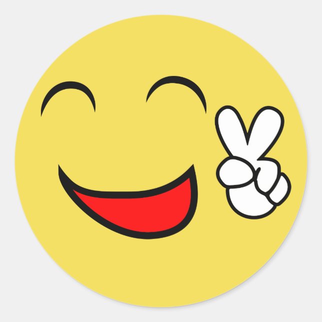 Lyckligt fredansikte runt klistermärke (Framsida)