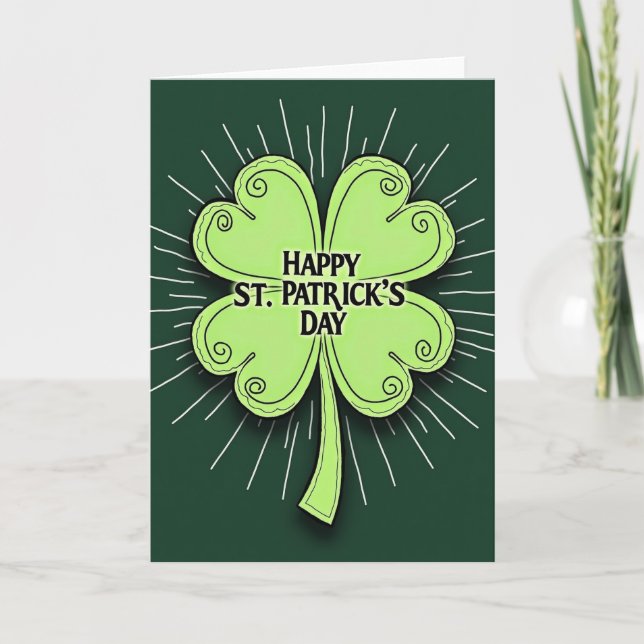Lyckligt grönt St. Patricks dag-kort Kort (Framsida)
