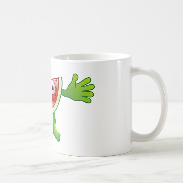 Lyckligt gulligt vattenmelonfrukttecken kaffemugg (Höger)