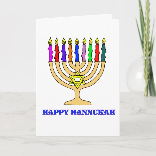 Lyckligt Hannukah menorakort Helgkort (Framsida)
