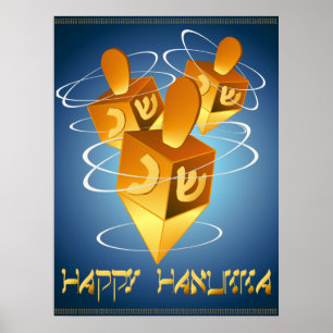 Lyckligt Hanukka Dreidels tryck