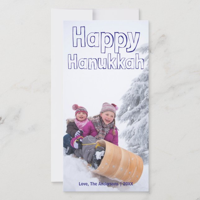 Lyckligt Hanukkah blåttkvarter - Photocard Julkort (Framsida)