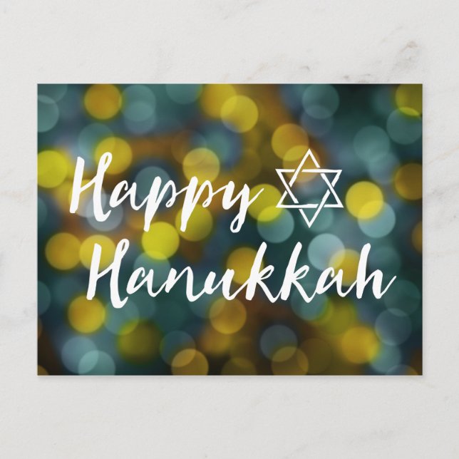 lyckligt hanukkah bokehljus helg vykort (Framsida)
