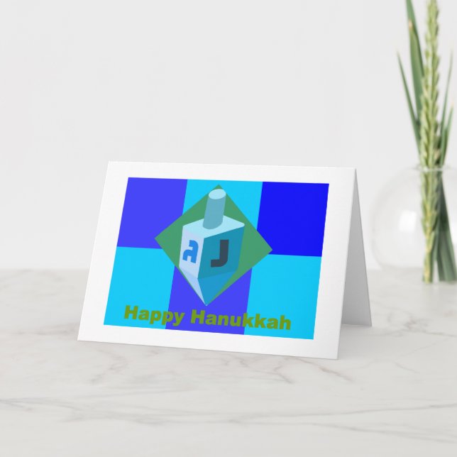 Lyckligt Hanukkah Dreidel kort (Framsida)