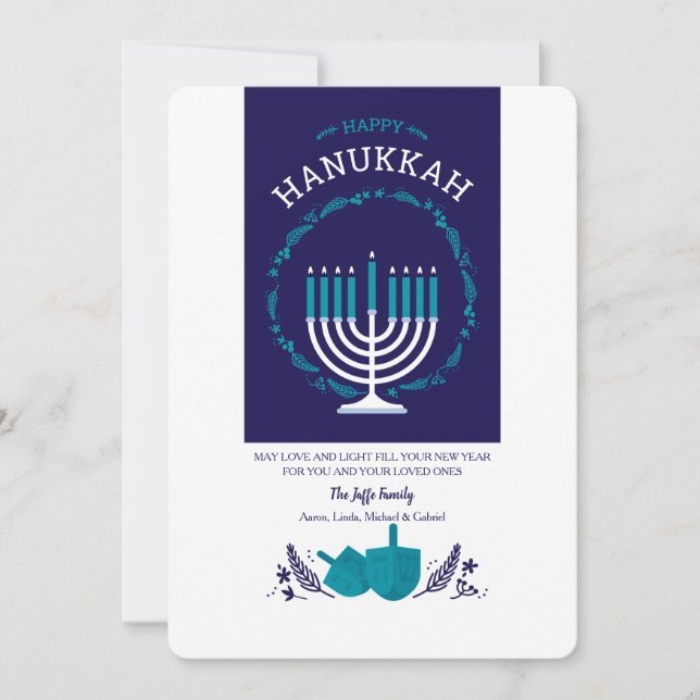Lyckligt Hanukkah hälsningkort Inbjudningar (Framsida)