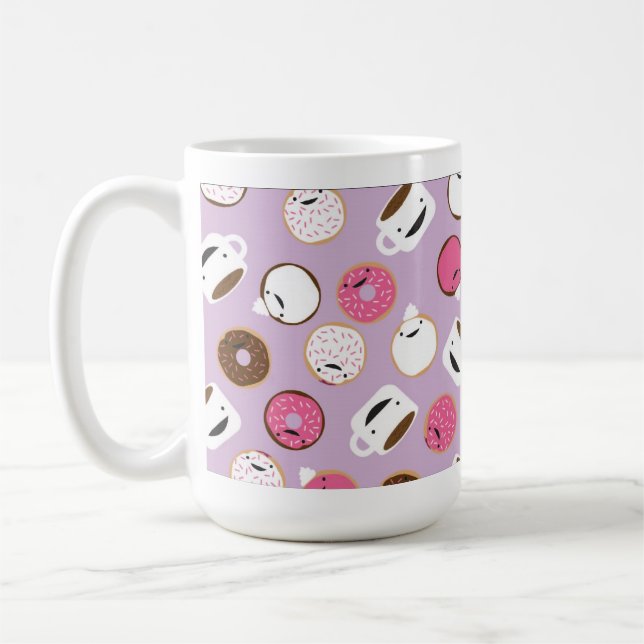 lyckligt kaffe & donuts kaffemugg (Vänster)