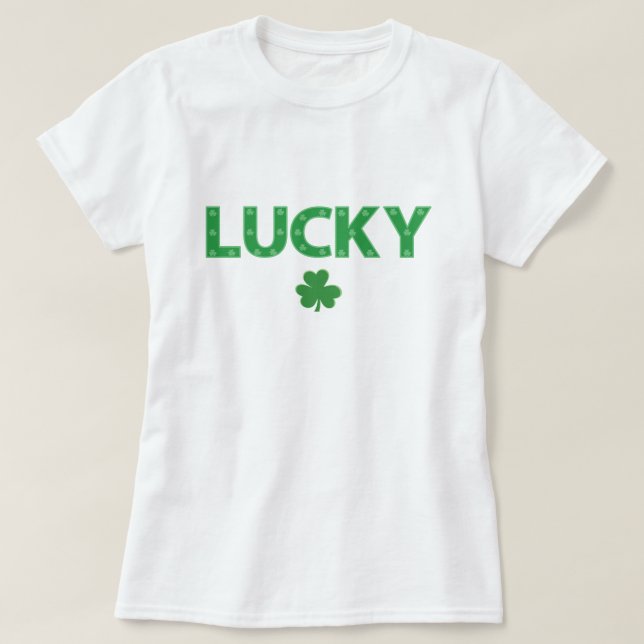 Lyckligt Klöver Redigerbar Färg St. Patrick's Day T Shirt (Design framsida)
