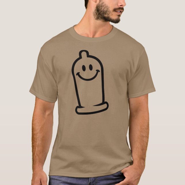 Lyckligt kondomansikte t shirt (Framsida)