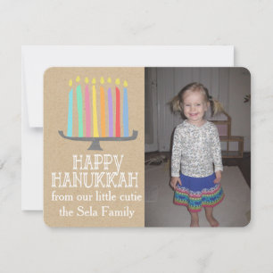 Lyckligt kort för Hanukkah skämtsamt menorafoto