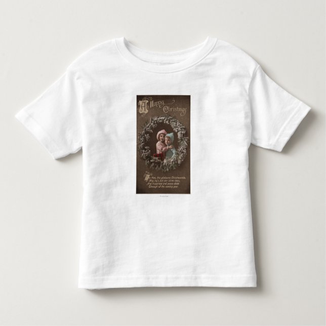 Lyckligt krama för ChristmasLittle ungar Tee Shirt (Framsida)