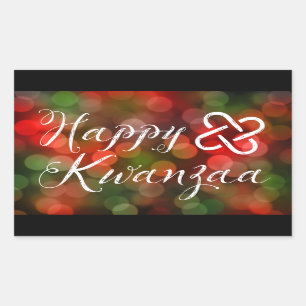 Lyckligt Kwanzaa Bokeh Umoja ljus Rektangulärt Klistermärke