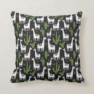 Lyckligt Llamamönster Kudde