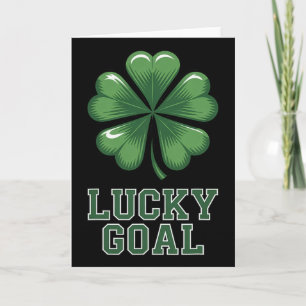 Lyckligt mål St Patricks Day Fotboll Shamrock Klöv Kort