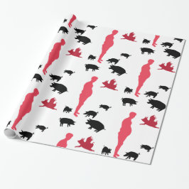 Lyckligt mål Vegeterian som slår in papper Presentpapper