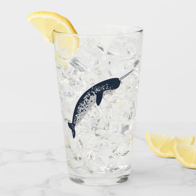 Lyckligt Narwhal exponeringsglas Glaskopp (Framsida Ice)