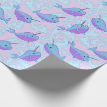 Lyckligt Narwhal mönster som slår in papper