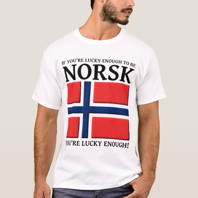 Lyckligt nog att vara Norsk skjorta Tee Shirt (Framsida)