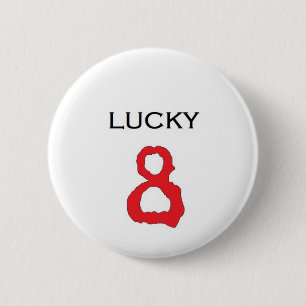 Lyckligt numrera emblem 8 knapp