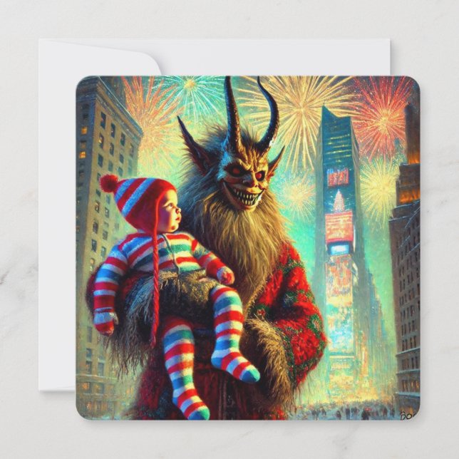 Lyckligt Nytt År Krampus Julkort (Framsida)