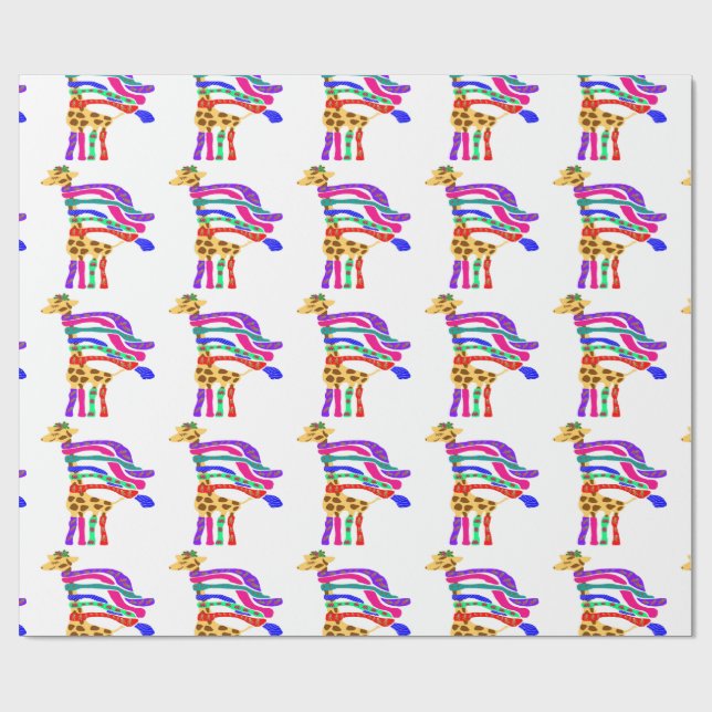Lyckligt papper för julgiraffsjal presentpapper (Platt)