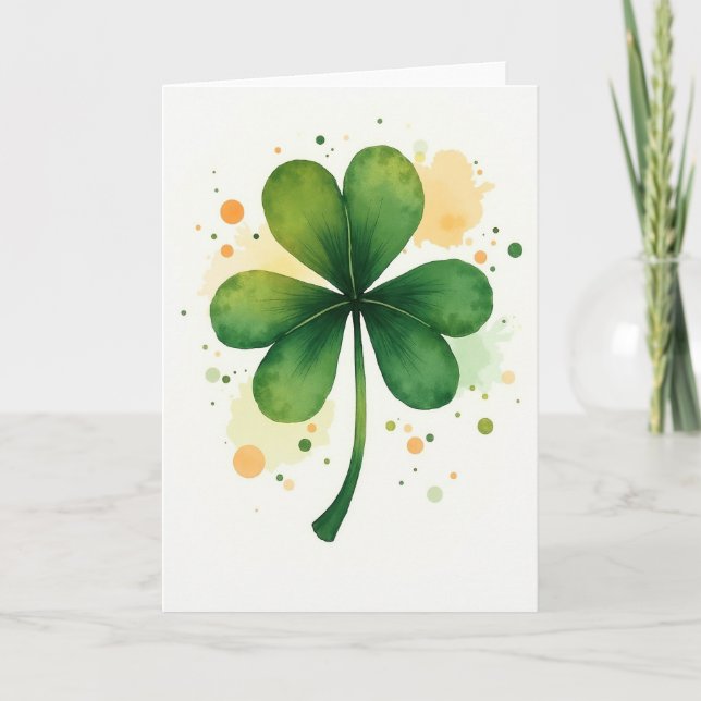 Lyckligt Shamrock Watercolor Kort (Framsida)