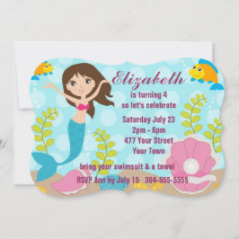 Lyckligt sjöjungfrubassängparty inbjudningar