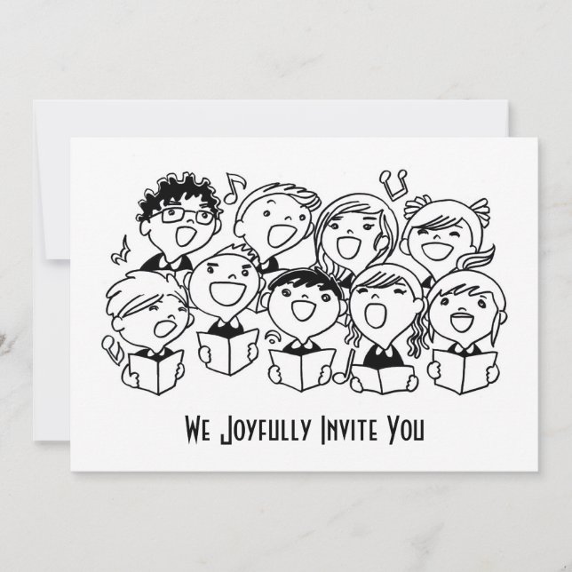 Lyckligt sjunga barn inbjudan l meddelande (Framsida)