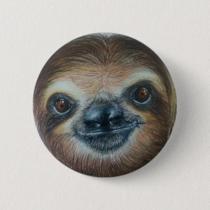 LYCKLIGT SLOTHEMBLEM! slothsrainforestleende Knapp