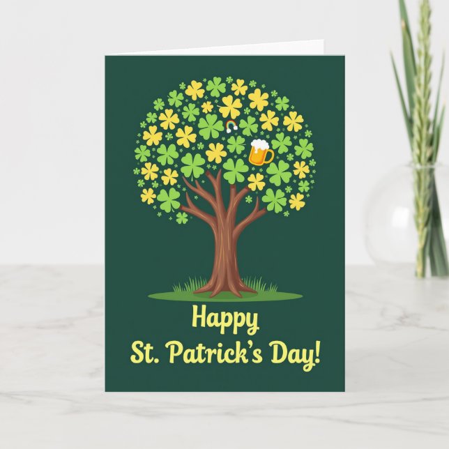Lyckligt St. Patricks dag-trädkort Kort (Framsida)
