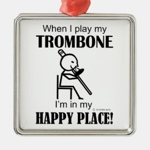 Lyckligt ställe för Trombone Julgransprydnad Metall