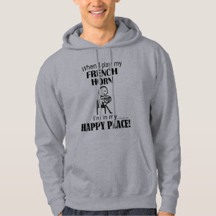 Lyckligt ställe för valthorn sweatshirt med luva