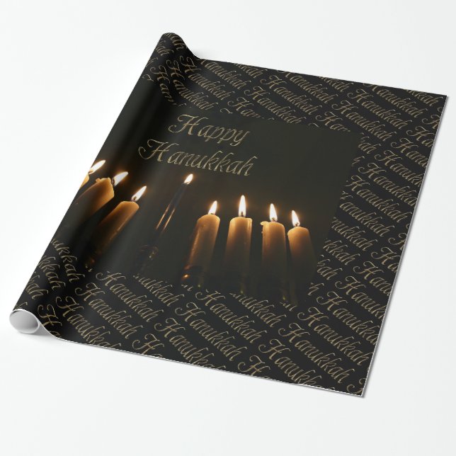 Lyckligt stearinljus Chanukah för ljus för Presentpapper (Utrullad)