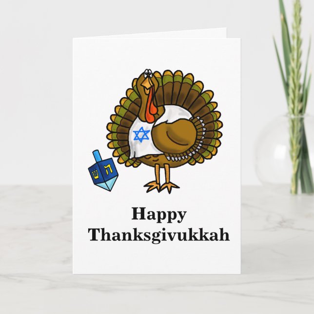 Lyckligt Thanksgivukkah judiskt Turkiet Helgkort (Framsida)