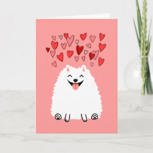 Lyckligt valentin för vitPomeranian hund kort för