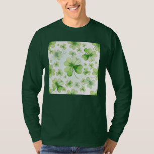 Lyckligt Vattenfärg Fyrklöver Irländsk Mamma Pappa T Shirt