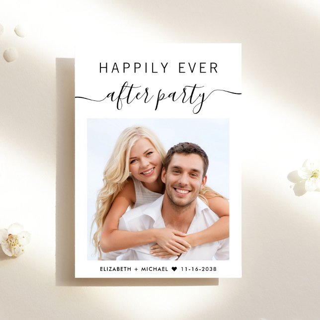 Lyckligtvis allt efter att fotobröllopsmottagninge inbjudningar (A chic Happily Ever After Party Invitation to set the tone for an unforgettable event)