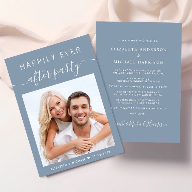 Lyckligtvis allt efter att fotobröllopsmottagninge inbjudningar (A chic Happily Ever After Party Invitation to set the tone for an unforgettable event)