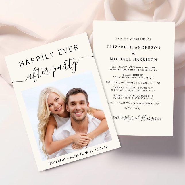 Lyckligtvis allt efter att fotobröllopsmottagninge inbjudningar (A chic Happily Ever After Party Invitation to set the tone for an unforgettable event)