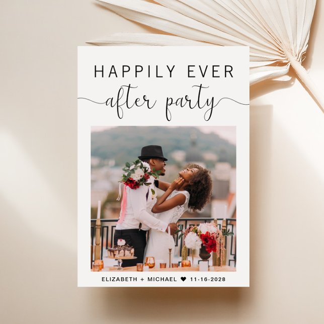 Lyckligtvis allt efter att fotobröllopsmottagninge meddelande (An elegant Happily Ever After Party Invitation to set the tone for an unforgettable event)