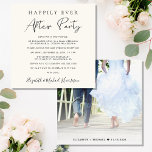 Lyckligtvis allt efter att fotokräm tagits emot inbjudningar<br><div class="desc">Chic- och elegant-gräddning eller små bröllop-annonser och inbjudan till bröllopsmottagning på torget. Framsidan kännetecknas av "Lyckligtvis ända efter Party" i en blandning av enkel typografi och ett modernt skript. Anpassa ditt meddelande och din inbjudan och lägg till namn i ett namnteckning skript. Baksidan har ditt favoritfoto från bröllop, ditt första...</div>